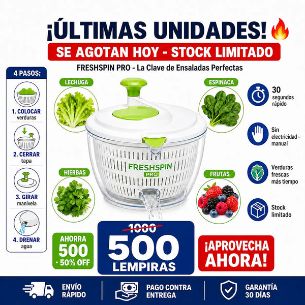 FreshSpin Pro™ – Secador de Verduras Inteligente