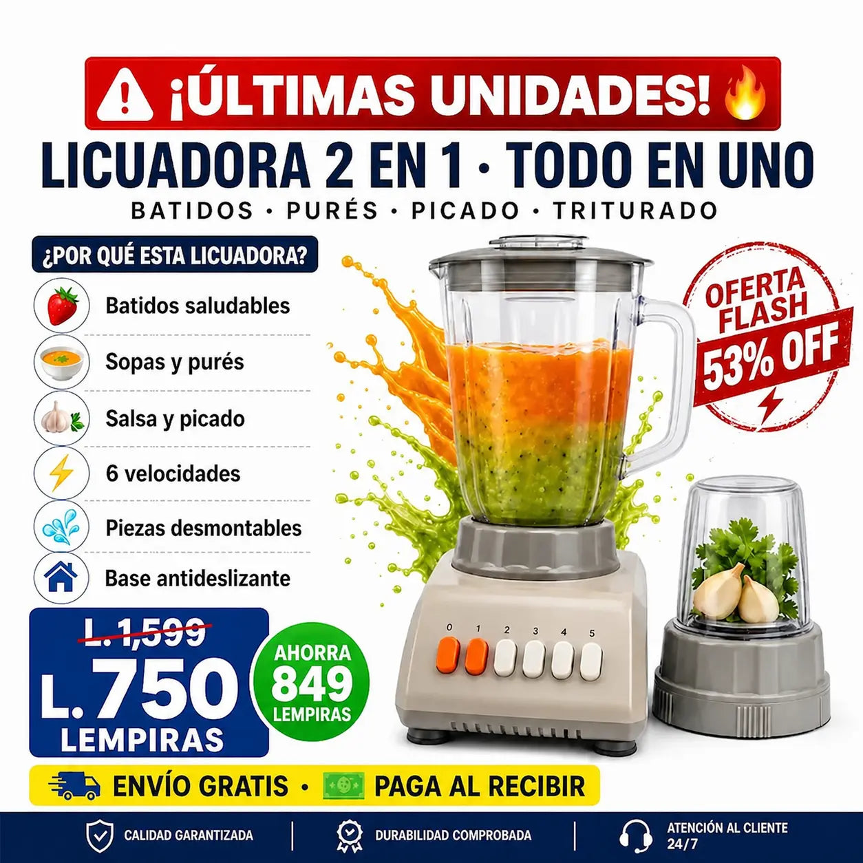 🍹 Licuadora 2 en 1 — ¡Batí, Picá y Cociná como Nunca Antes!