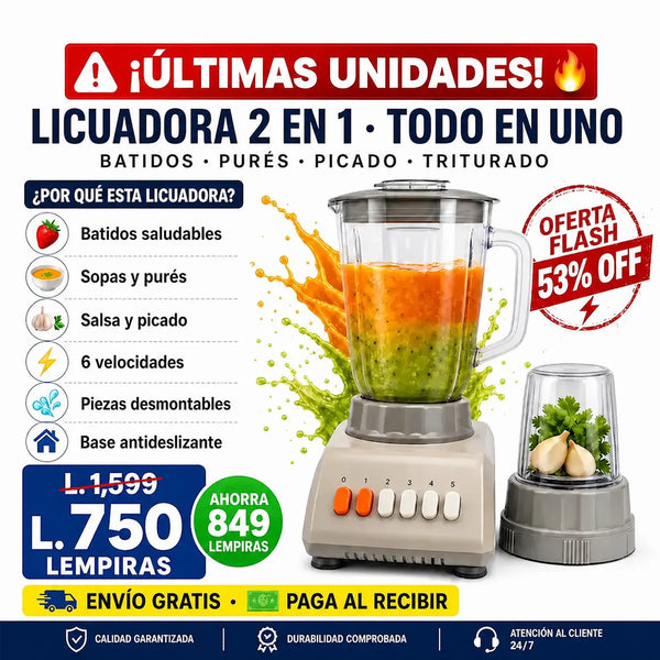 🍹 Licuadora 2 en 1 — ¡Batí, Picá y Cociná como Nunca Antes!