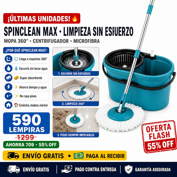 🧹 SpinClean Max — ¡Pisos Impecables Sin Ensuciar las Manos!