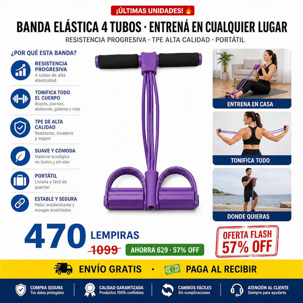 Banda de Resistencia con Pedal — Gym en Casa | Brazos, Abdomen y Piernas | Sin Membresía 🏋️🇭🇳