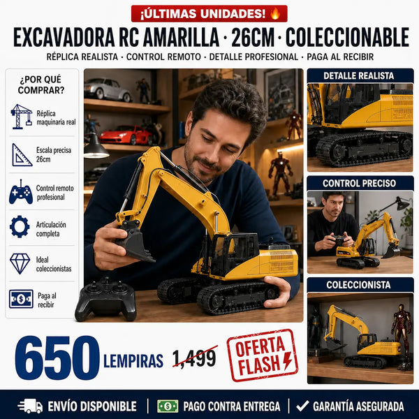 🚧🕹️ Excavadora RC a Control Remoto — Réplica Realist