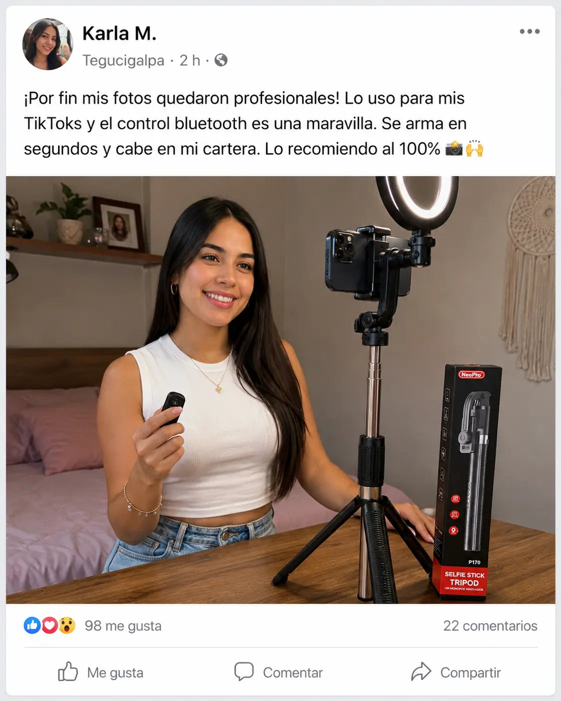 ShotPro Stick P170 | Selfie Stick Trípode Bluetooth 170cm con Control Remoto | 360° Giratorio | Fotos y Videos Profesionales desde el Celular | Pago al Recibir Honduras