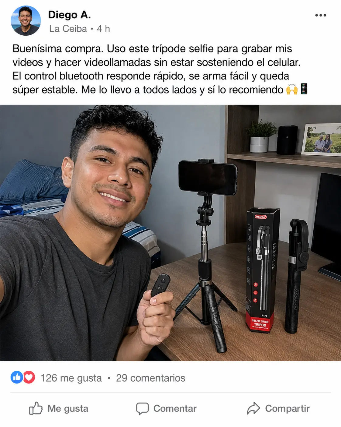 ShotPro Stick P170 | Selfie Stick Trípode Bluetooth 170cm con Control Remoto | 360° Giratorio | Fotos y Videos Profesionales desde el Celular | Pago al Recibir Honduras