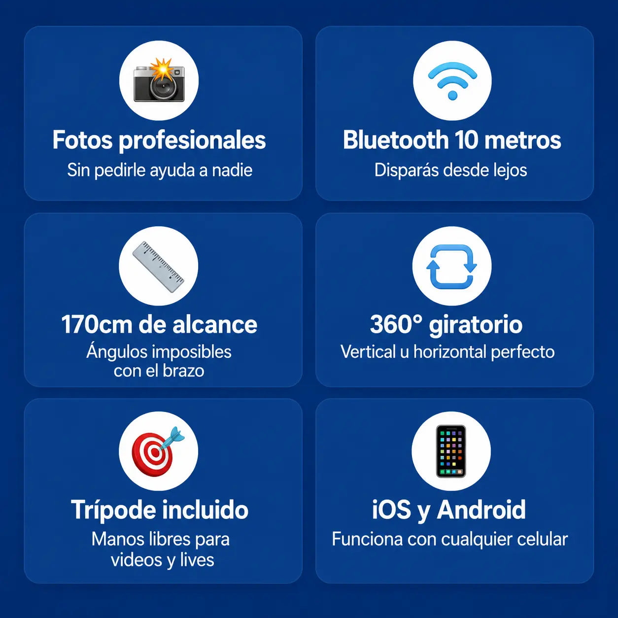 ShotPro Stick P170 | Selfie Stick Trípode Bluetooth 170cm con Control Remoto | 360° Giratorio | Fotos y Videos Profesionales desde el Celular | Pago al Recibir Honduras