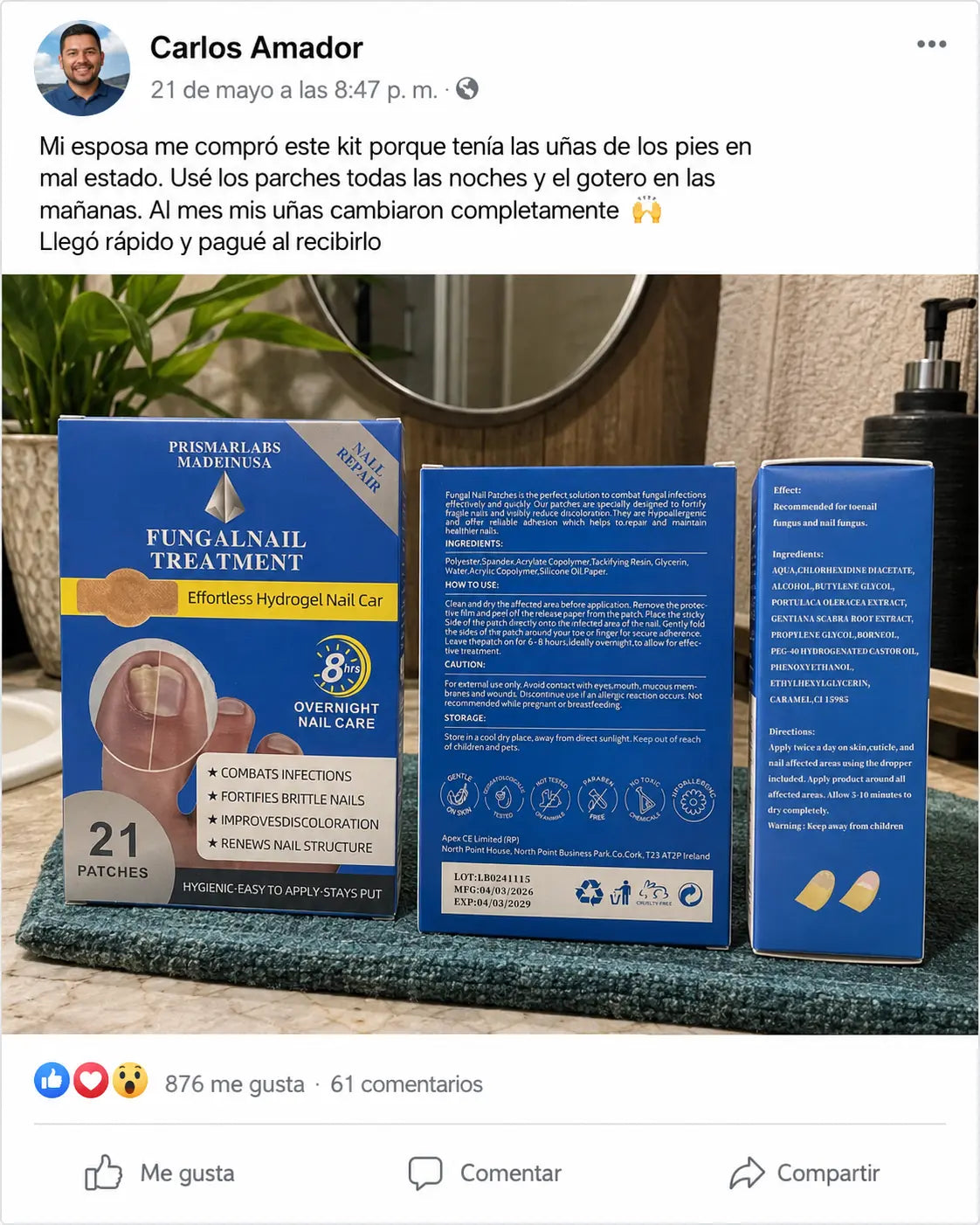 💅 NailClear Pro 2en1 | Kit Parches + Sérum para Uñas con Hongos | Acción Overnight 8 Horas | Uñas Claras y Fuertes | Pago al Recibir Honduras