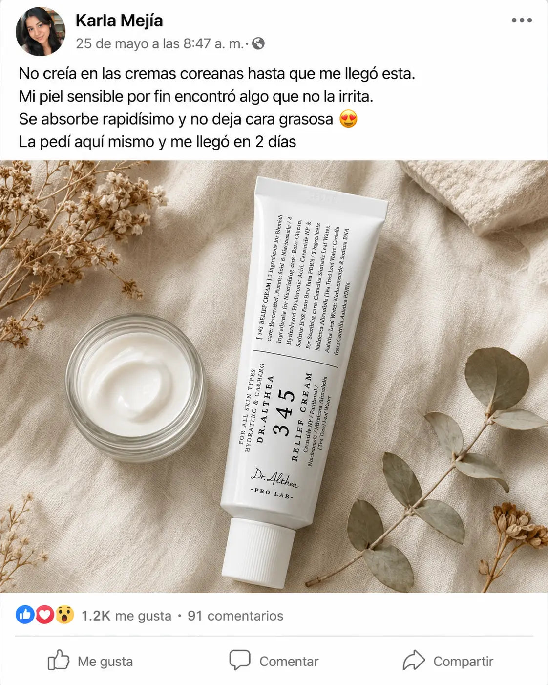 ✨ GlowRelief Pro 345 | Crema Coreana Post-Acné con Niacinamida | Calma Rojeces y Manchas | Hidratación 24h | Pago al Recibir Honduras