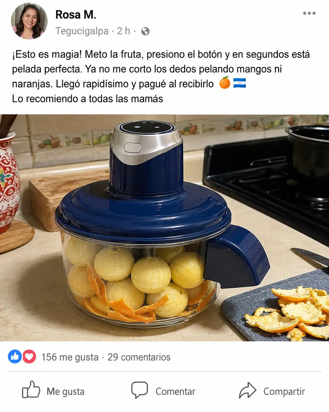 PeelPro Auto 200W | Pelador Eléctrico de Frutas con Bowl de Vidrio 2L | Pela Naranja Mango Papa y Más | USB Tipo-C | Pago al Recibir Honduras