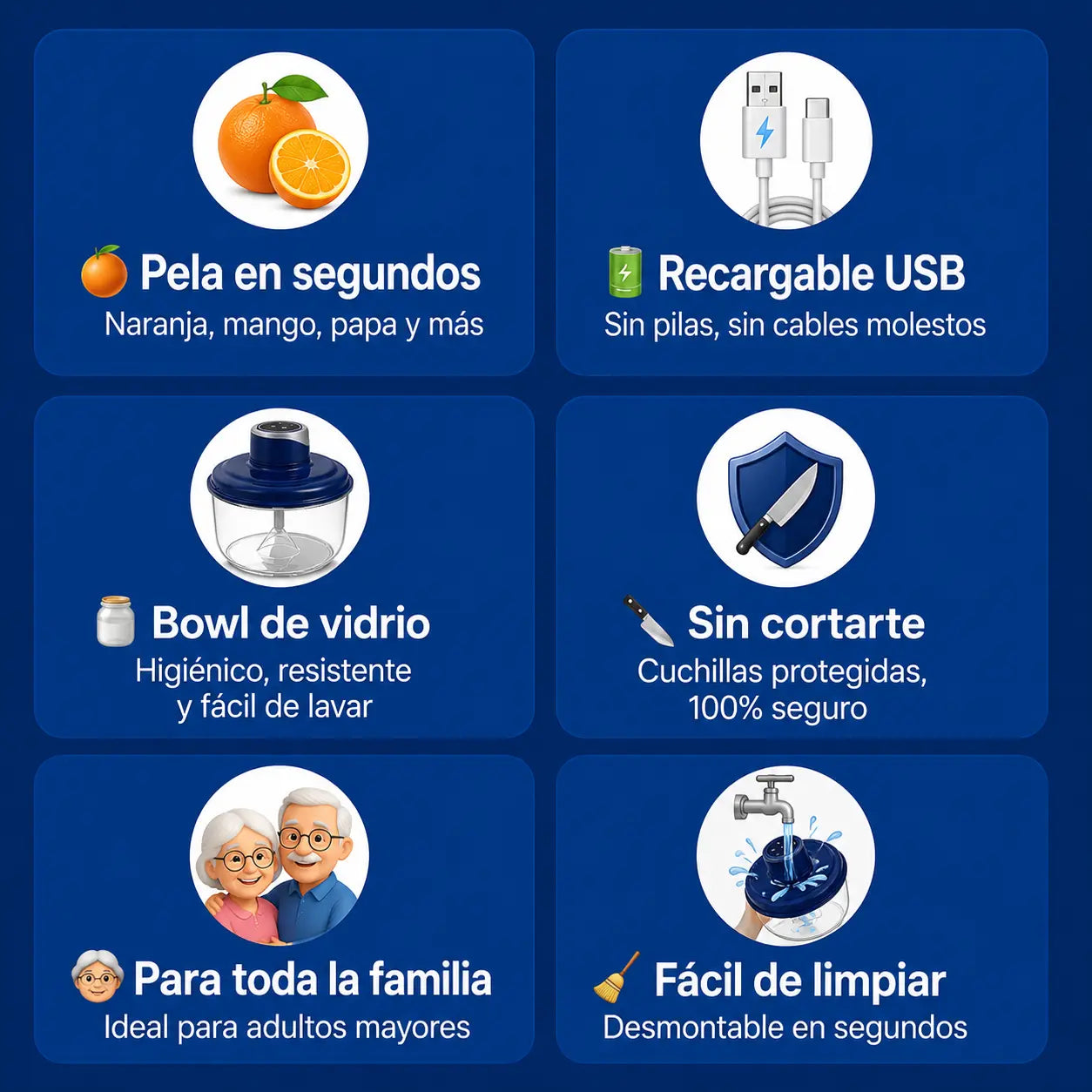 PeelPro Auto 200W | Pelador Eléctrico de Frutas con Bowl de Vidrio 2L | Pela Naranja Mango Papa y Más | USB Tipo-C | Pago al Recibir Honduras