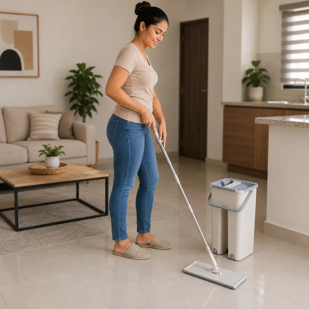 🧹 CleanScratch Pro Mop | Mopa Plana con Cubo Separador | Escurrido Manos Libres | Giro 360° | Limpia Sin Agacharte | Pago al Recibir Honduras