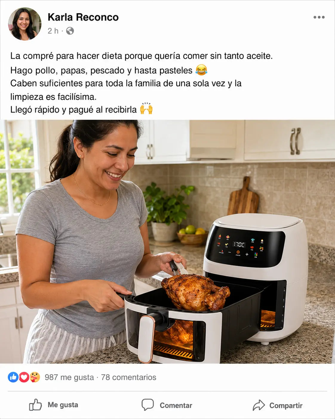 🍗 AirCrisp Pro 8L 2400W | Freidora de Aire Sin Aceite con Ventana | Pantalla Táctil | 8 Programas Automáticos | Para Toda la Familia | Pago al Recibir Honduras