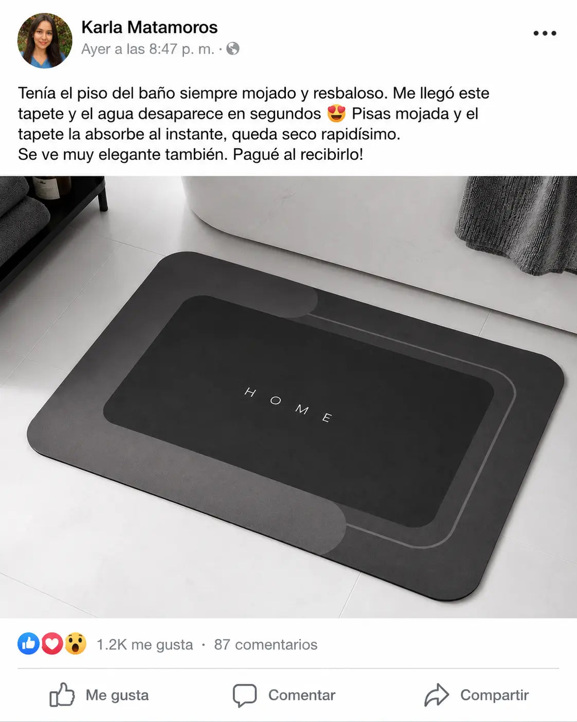 🚿 DryHome Mat 4L | Tapete de Baño Super Absorbente 4 Capas | Secado en 15 Segundos | Antideslizante | Barro de Diatomeas | Pago al Recibir Honduras