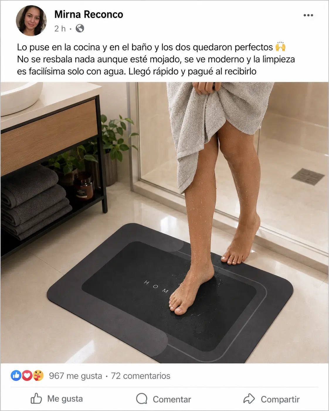 🚿 DryHome Mat 4L | Tapete de Baño Super Absorbente 4 Capas | Secado en 15 Segundos | Antideslizante | Barro de Diatomeas | Pago al Recibir Honduras