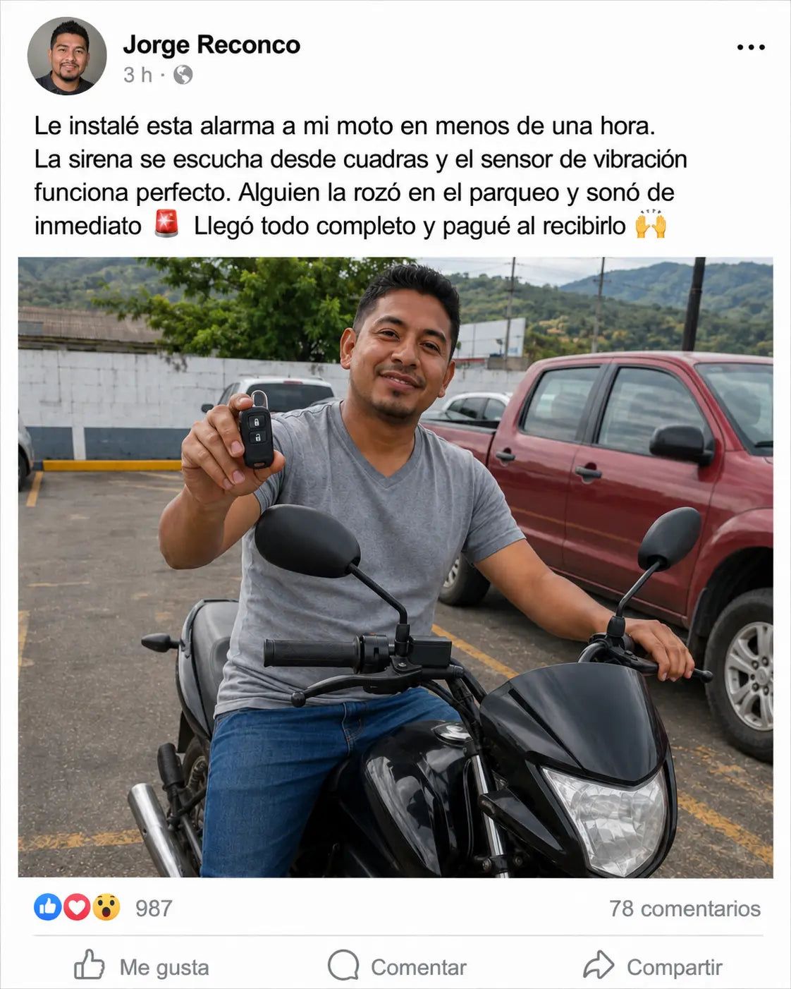 MotoGuard Pro 125dB | Sistema Alarma Antirrobo para Moto 12V | 2 Controles Remotos | Arranque Remoto | Sirena 125dB | Pago al Recibir Honduras