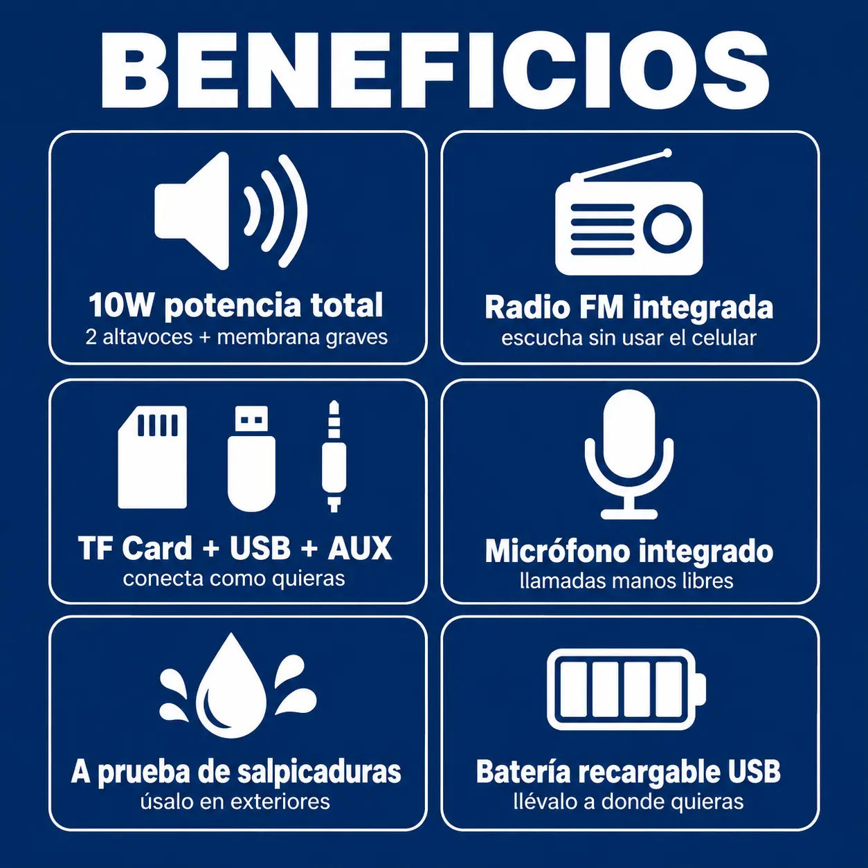 🔊 BassMax Pro TG113 | Altavoz Bluetooth Portátil 10W | Radio FM + TF Card + AUX | Graves Potentes | A Prueba de Salpicaduras | Pago al Recibir Honduras