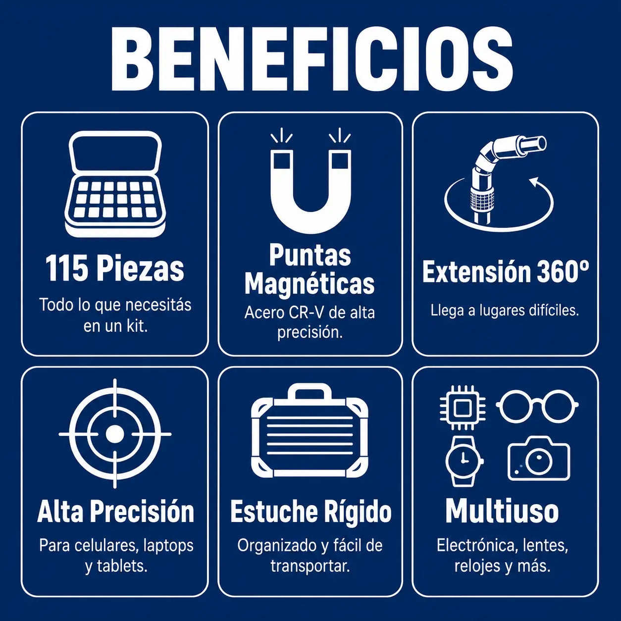 FixPro Kit 115en1 | Destornilladores de Precisión Magnéticos con Extensión Flexible y Estuche | Acero CR-V | Repara Celulares Laptops y Tablets | Pago al Recibir Honduras