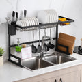 DrainPro Rack 2 Niveles | Escurridor Organizador de Cocina sobre Fregadero con Accesorios Completos | Acero Negro Mate | Ganchos Portacubiertos y Porta Tabla | Pago al Recibir Honduras