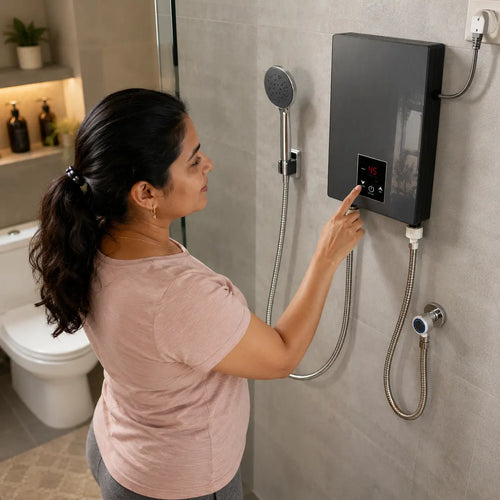 AquaHeat Pro 5500W | Calentador Eléctrico Instantáneo con Ducha Pantalla Digital y Válvula Termostática | 110-220V | Temperatura 30-55°C | Pago al Recibir Honduras