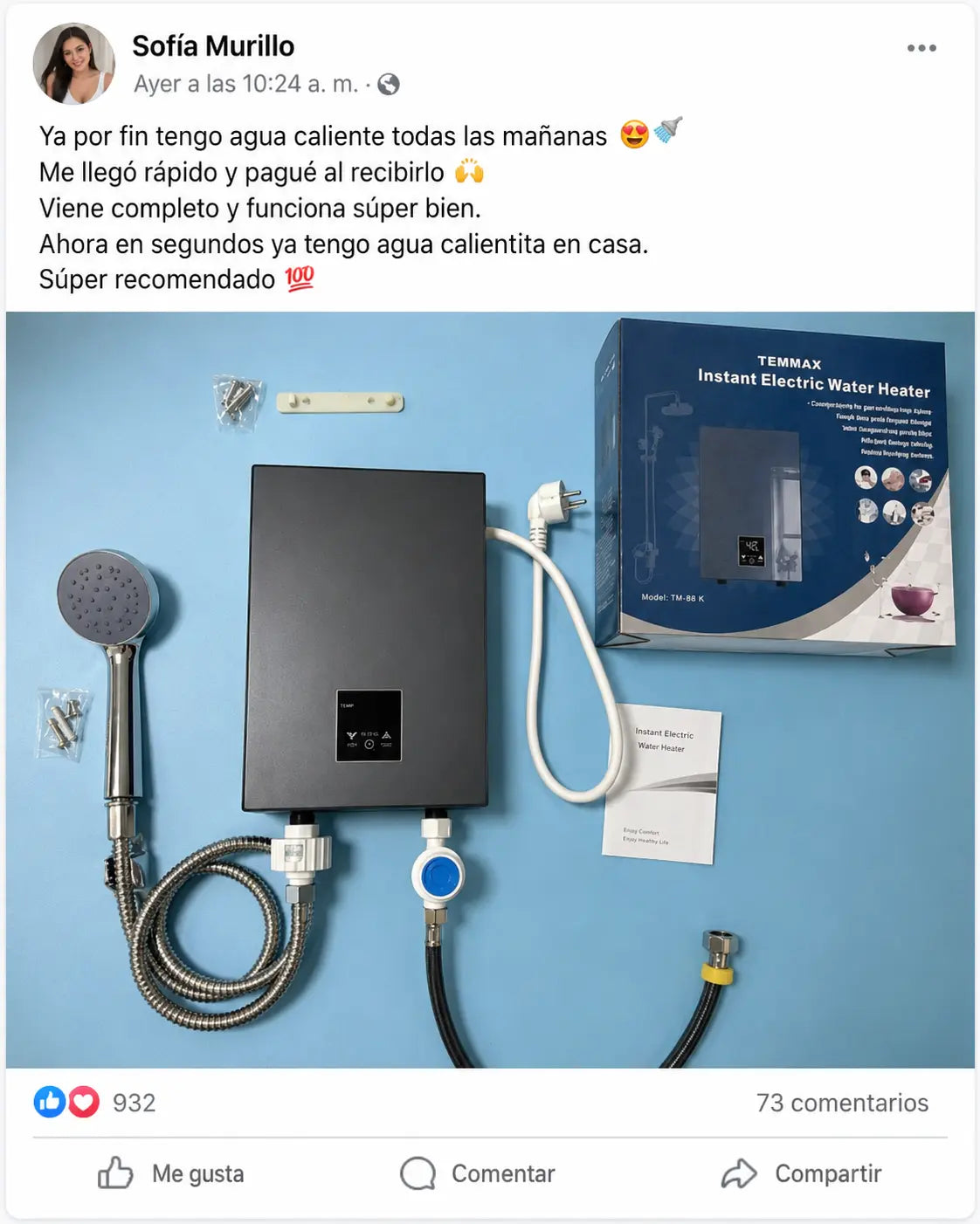 AquaHeat Pro 5500W | Calentador Eléctrico Instantáneo con Ducha Pantalla Digital y Válvula Termostática | 110-220V | Temperatura 30-55°C | Pago al Recibir Honduras