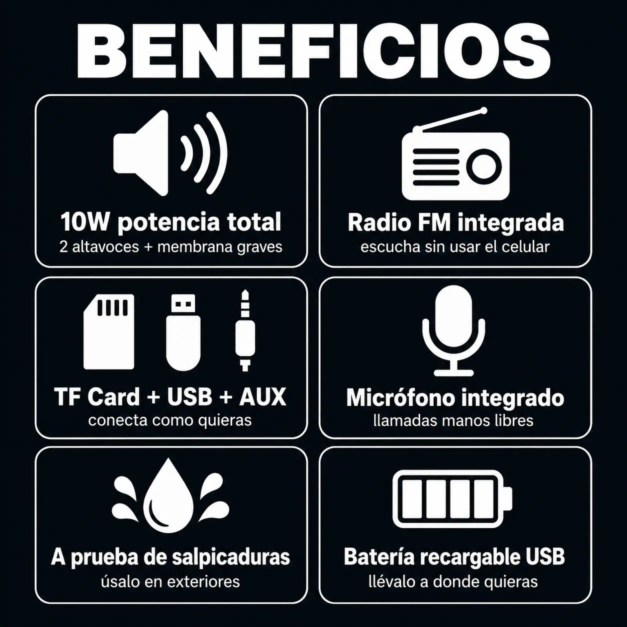 🔊 BassMax Pro TG113 | Altavoz Bluetooth Portátil 10W | Radio FM + TF Card + AUX | Graves Potentes | A Prueba de Salpicaduras | Pago al Recibir Honduras