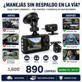 Dash Cam 3 Cámaras para Auto (Frontal + Interior + Trasera) — Protección Total al Volante
