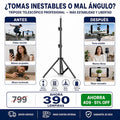 Trípode Telescópico Profesional Extensible — Para Celular, Cámara, Aro de Luz y Más