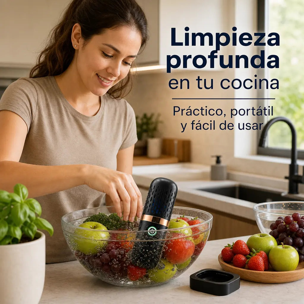 Purificador Portátil Ultrasónico para Frutas y Vegetales con Carga USB | Limpieza Profunda para tus Alimentos + Fácil de Usar | Pago al Recibir Honduras