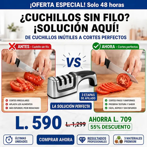Afilador de Cuchillos Profesional 3 Etapas Manual | EdgeMaster Pro AMAZON CON GARANTIA EXTENDIDA Y CERTIFICACIÓNN