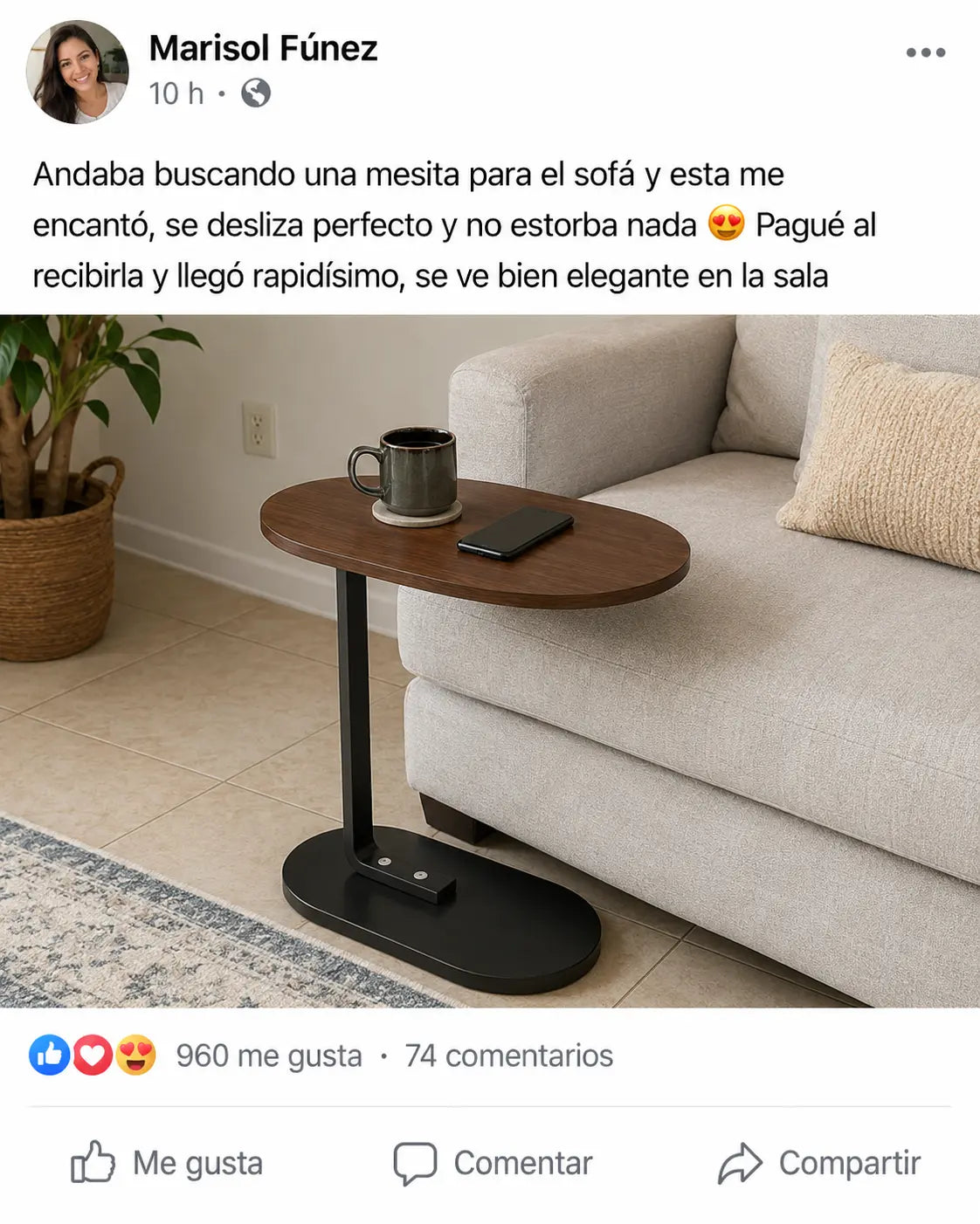MesaSlide Nuez Pro | Se Desliza Bajo tu Sofá o Cama | Acabado Madera Elegante | Espacio para Laptop y Café | Pago al Recibir Honduras