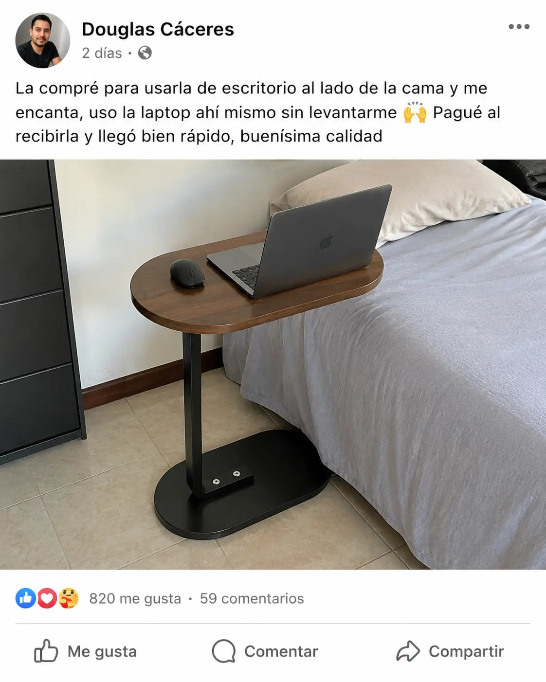 MesaSlide Nuez Pro | Se Desliza Bajo tu Sofá o Cama | Acabado Madera Elegante | Espacio para Laptop y Café | Pago al Recibir Honduras
