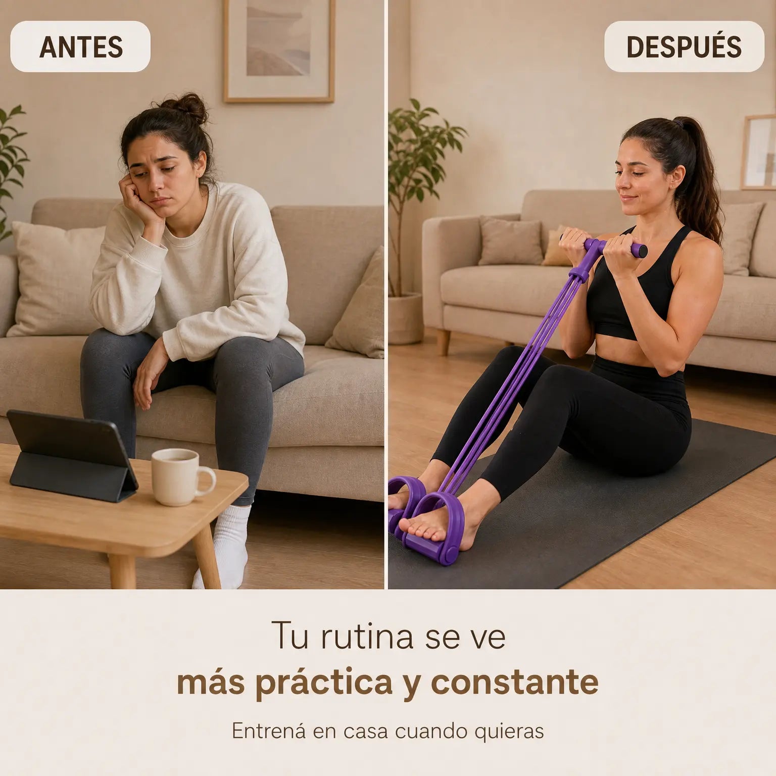 Banda de Resistencia con Pedal 4 Tubos | Gimnasio en Casa para Brazos, Abdomen y Piernas | Pago al Recibir Honduras