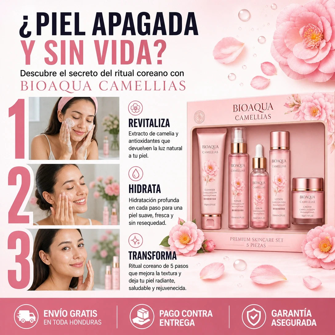 🌸 BIOAQUA Camellias — ¡El Set de Skincare que Tu Piel Estaba Esperando!