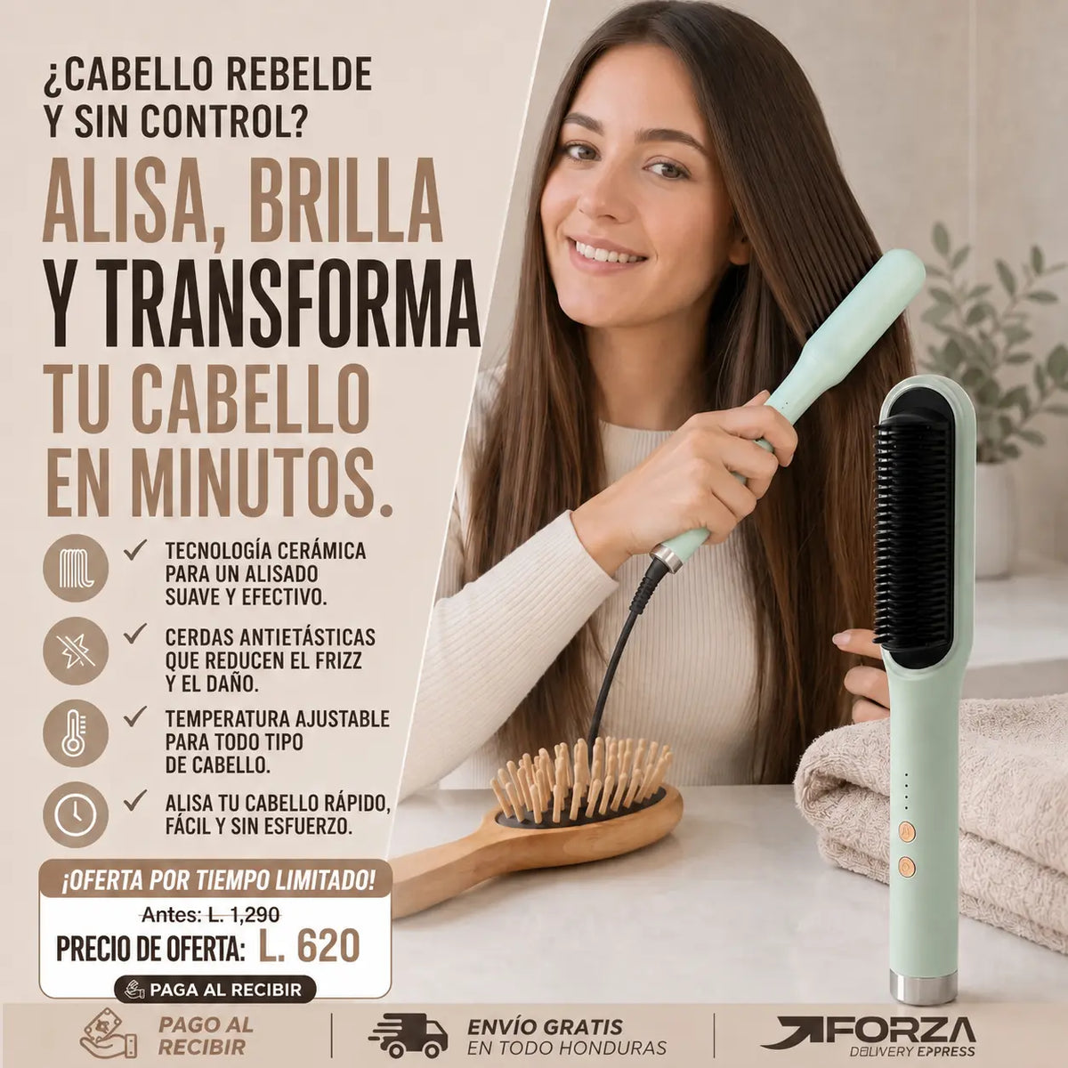 Alisadora Kerati 3D Pro | Alacia sin Jalones ni Quemaduras | 5 Niveles de Calor | Cerámica y Tourmalina | Pago al Recibir Honduras