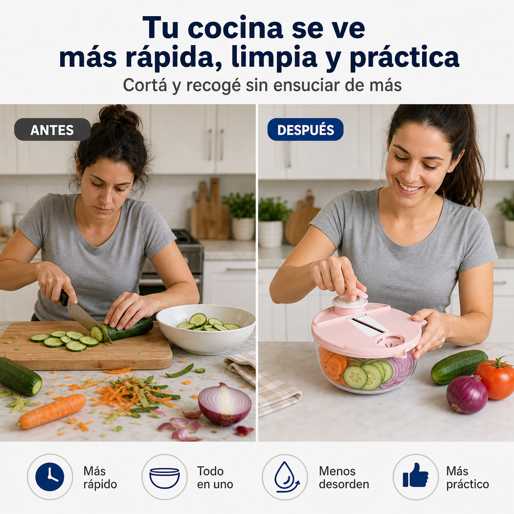 Cortador Multifuncional con Recipiente | Corta y Recoge en un Solo Paso | Fácil, Práctico y Rápido | Pago al Recibir Honduras