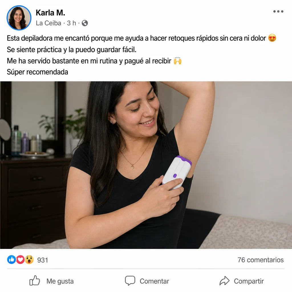Depiladora Eléctrica Recargable Indolora 2 en 1 — Piel Suave Sin Dolor, Sin Cera y Sin Salón