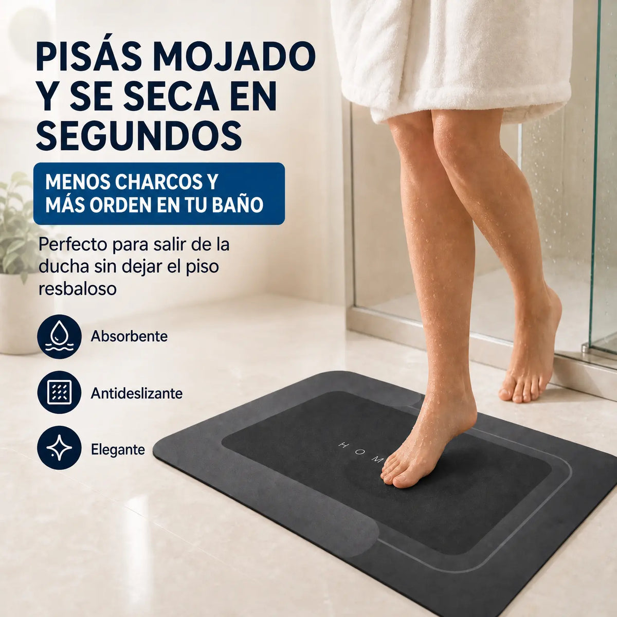 Tapete de Baño Super Absorbente 4 Capas | DryHome Mat | Secado en 15 Segundos | Antideslizante | Barro de Diatomeas | Pago al Recibir Honduras
