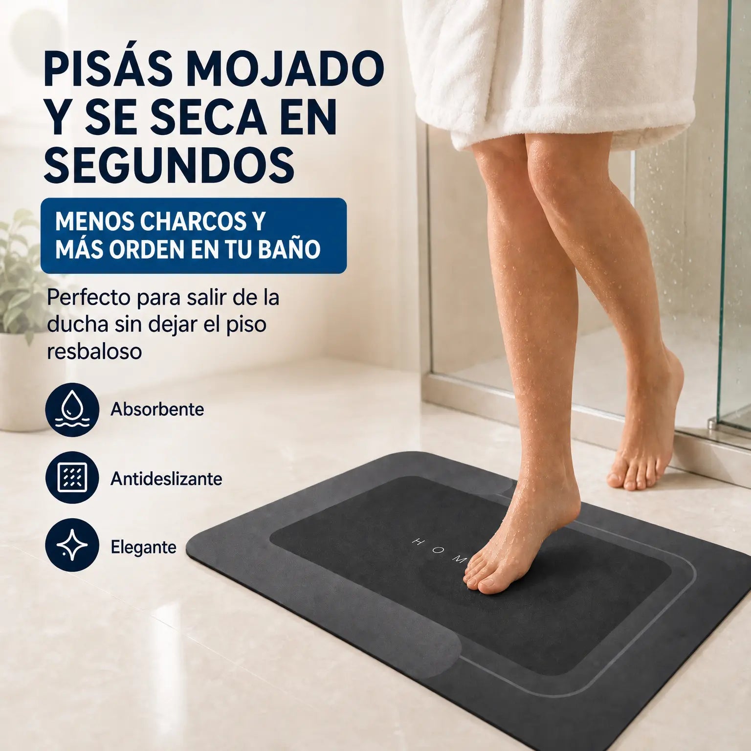 Tapete de Baño Super Absorbente 4 Capas | DryHome Mat | Secado en 15 Segundos | Antideslizante | Barro de Diatomeas | Pago al Recibir Honduras