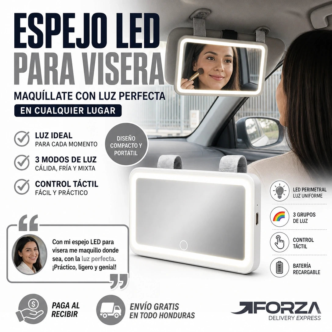 💄 Espejo LED para Visera — ¡Maquillate Perfecta en tu Carro!