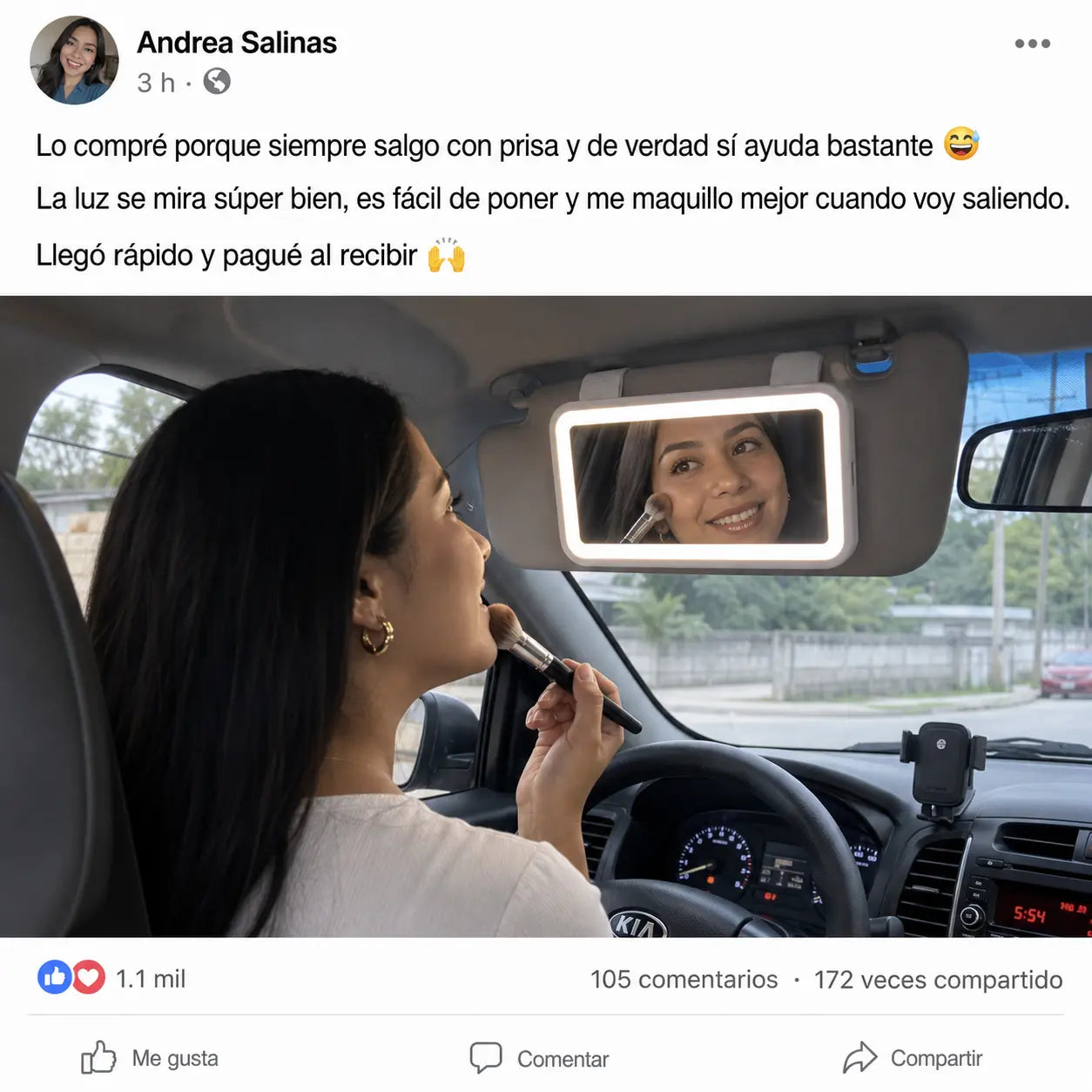 💄 Espejo LED para Visera — ¡Maquillate Perfecta en tu Carro!