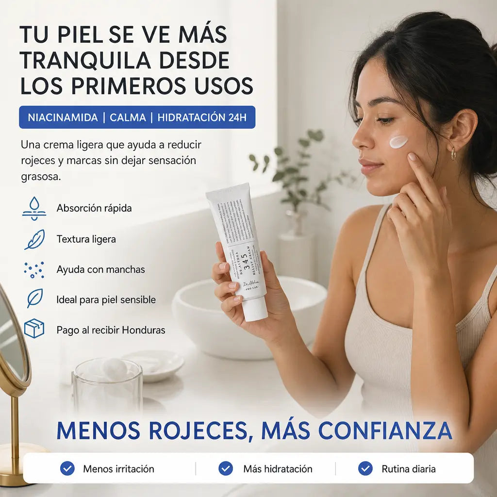 GlowRelief Pro 345 | Crema Coreana Post-Acné con Niacinamida | Calma Rojeces y Manchas | Hidratación 24h | Pago al Recibir Honduras