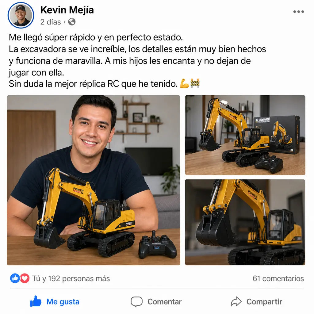 Excavadora RC a Control Remoto 26 cm | Réplica Realista Coleccionable | Pago al Recibir Honduras
