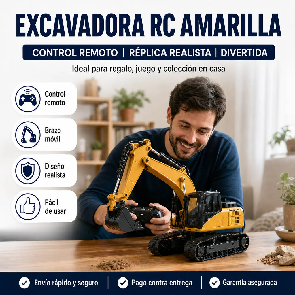 Excavadora RC a Control Remoto 26 cm | Réplica Realista Coleccionable | Pago al Recibir Honduras