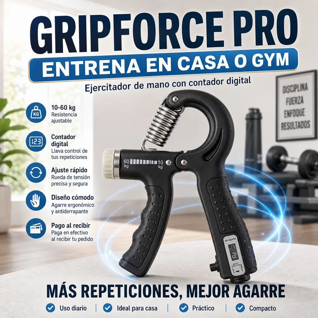 | Ejercitador de Mano Ajustable |GripForce Pro Resistencia 10-60kg | Contador Digital | Pago al Recibir Honduras