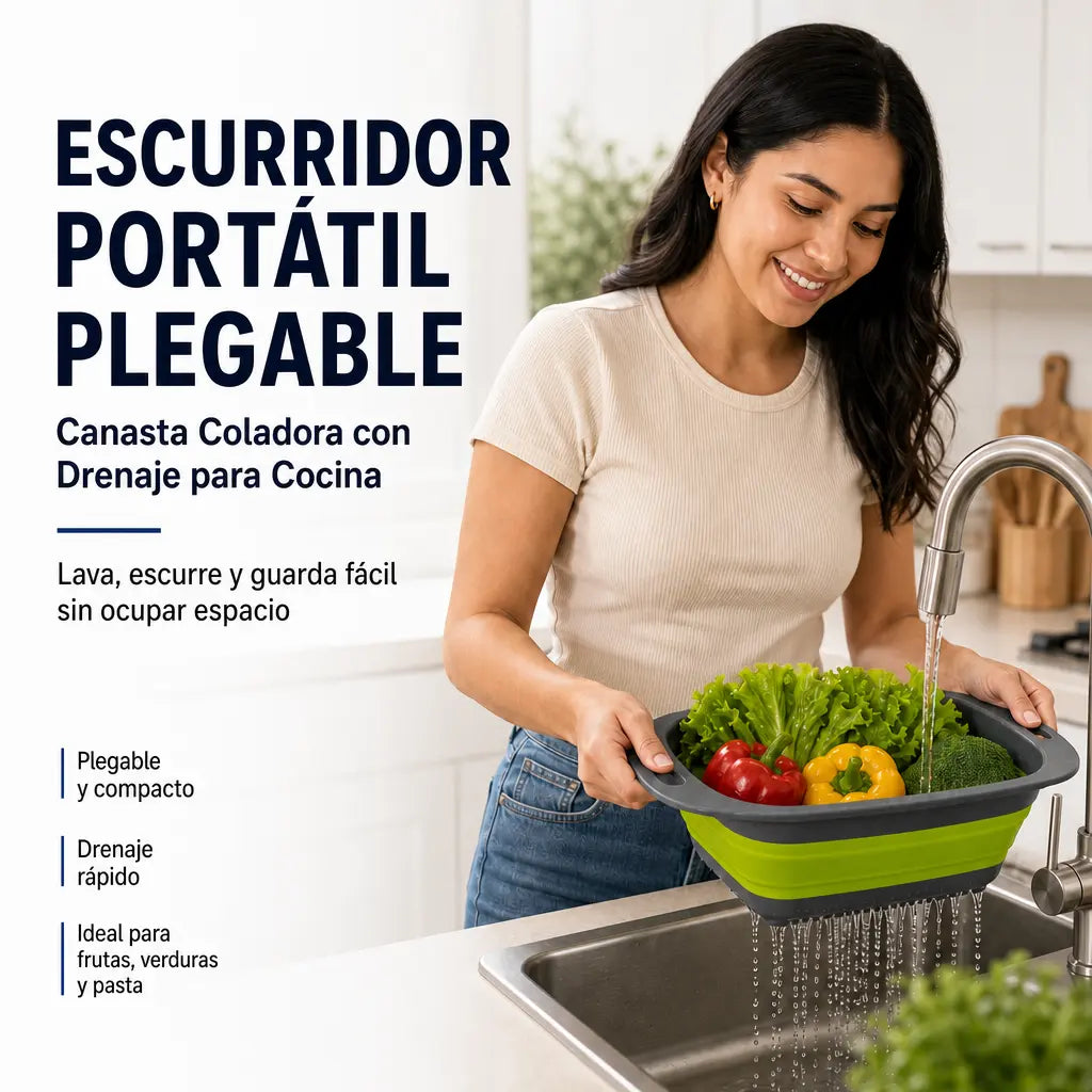 Escurridor Plegable para Cocina | Lava, Escurre y Guarda Fácil | Compacto y Práctico | Pago al Recibir Honduras