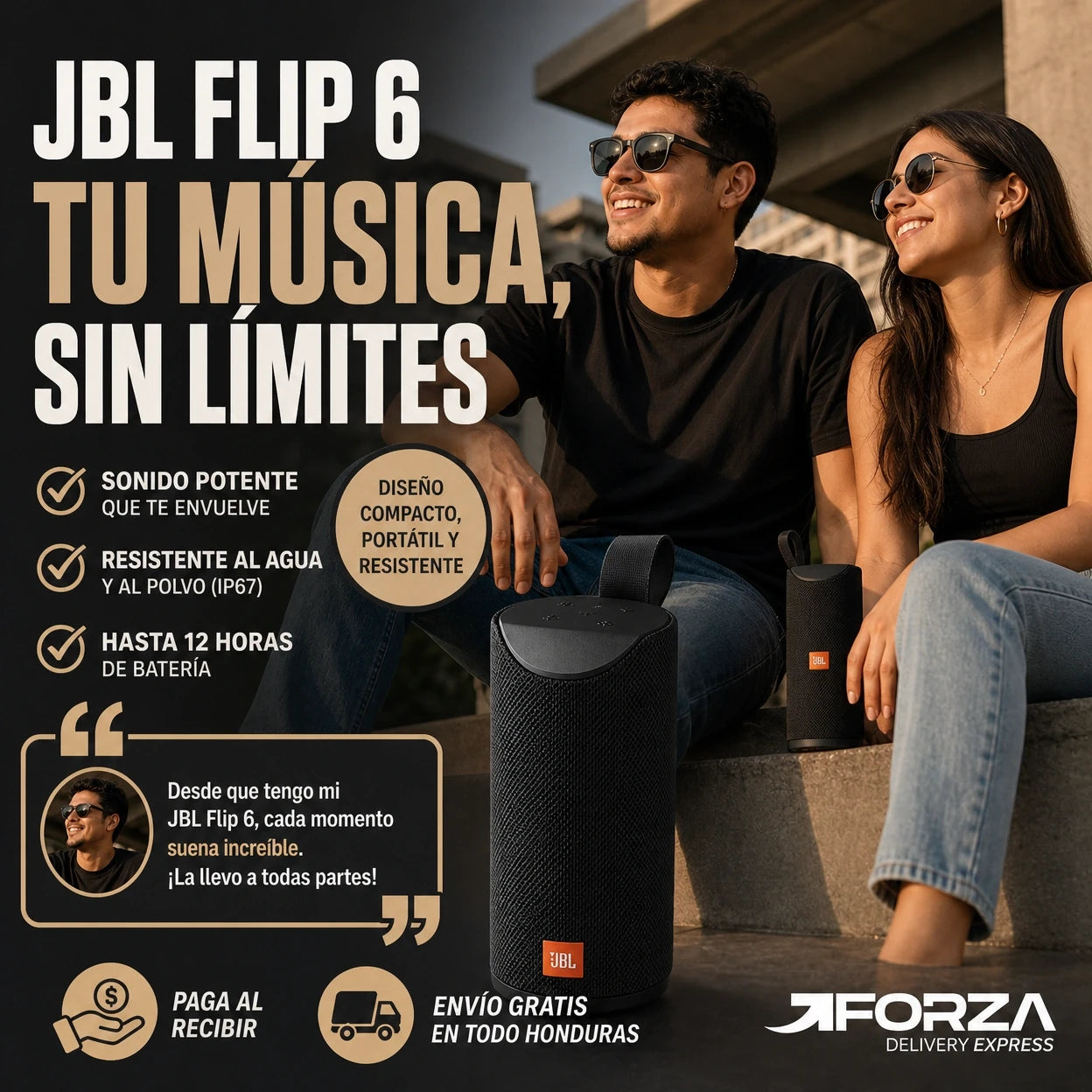 BASS MAX | Altavoz Bluetooth Portátil 10W | Radio FM + TF Card + AUX | Graves Potentes | A Prueba de Salpicaduras | Pago al Recibir Honduras