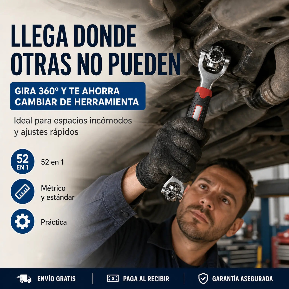 Llave Multifuncional 52 en 1 | Cabezal Giratorio 360° + Métrico y Estándar | Pago al Recibir Honduras