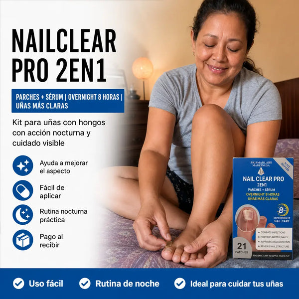Kit de Parches y Sérum para Uñas con Hongos NailClear Pro 2en1 con Acción Overnight 8 Horas para Uñas Más Claras y Cuidadas | Pago al Recibir Honduras