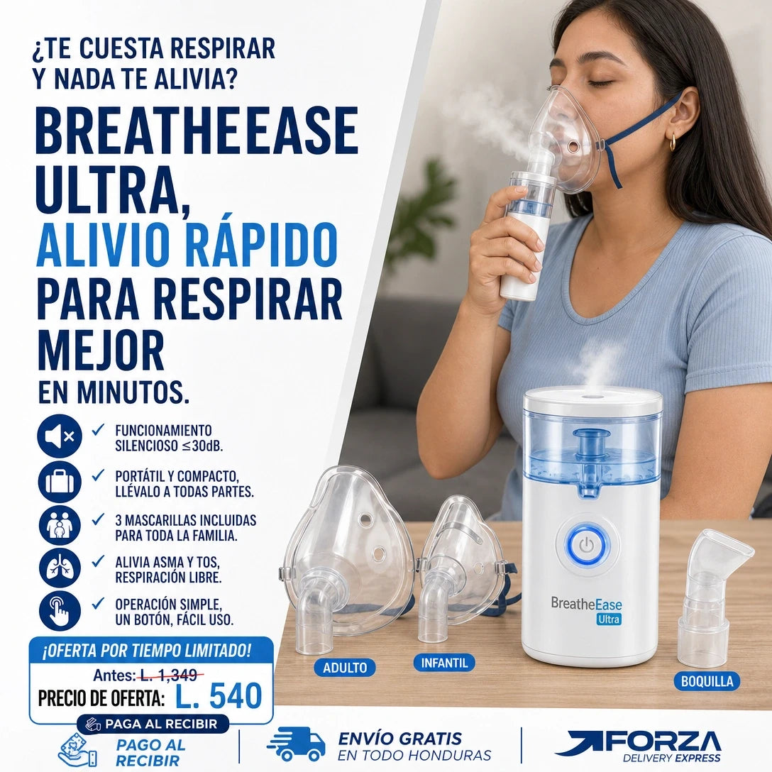 BreatheEase Ultra™ – Nebulizador Ultrasónico Portátil Certificado