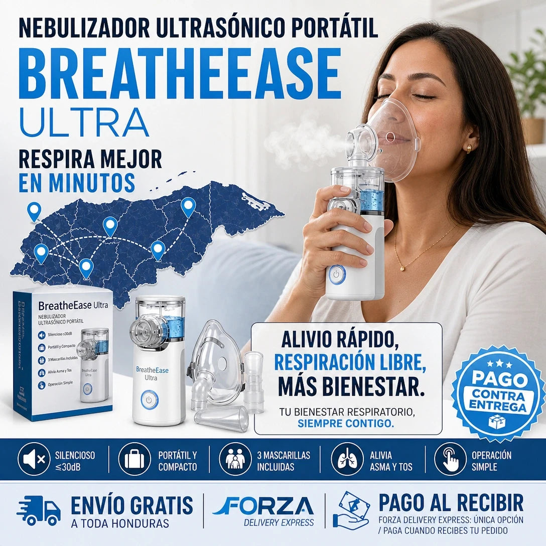 BreatheEase Ultra™ – Nebulizador Ultrasónico Portátil Certificado