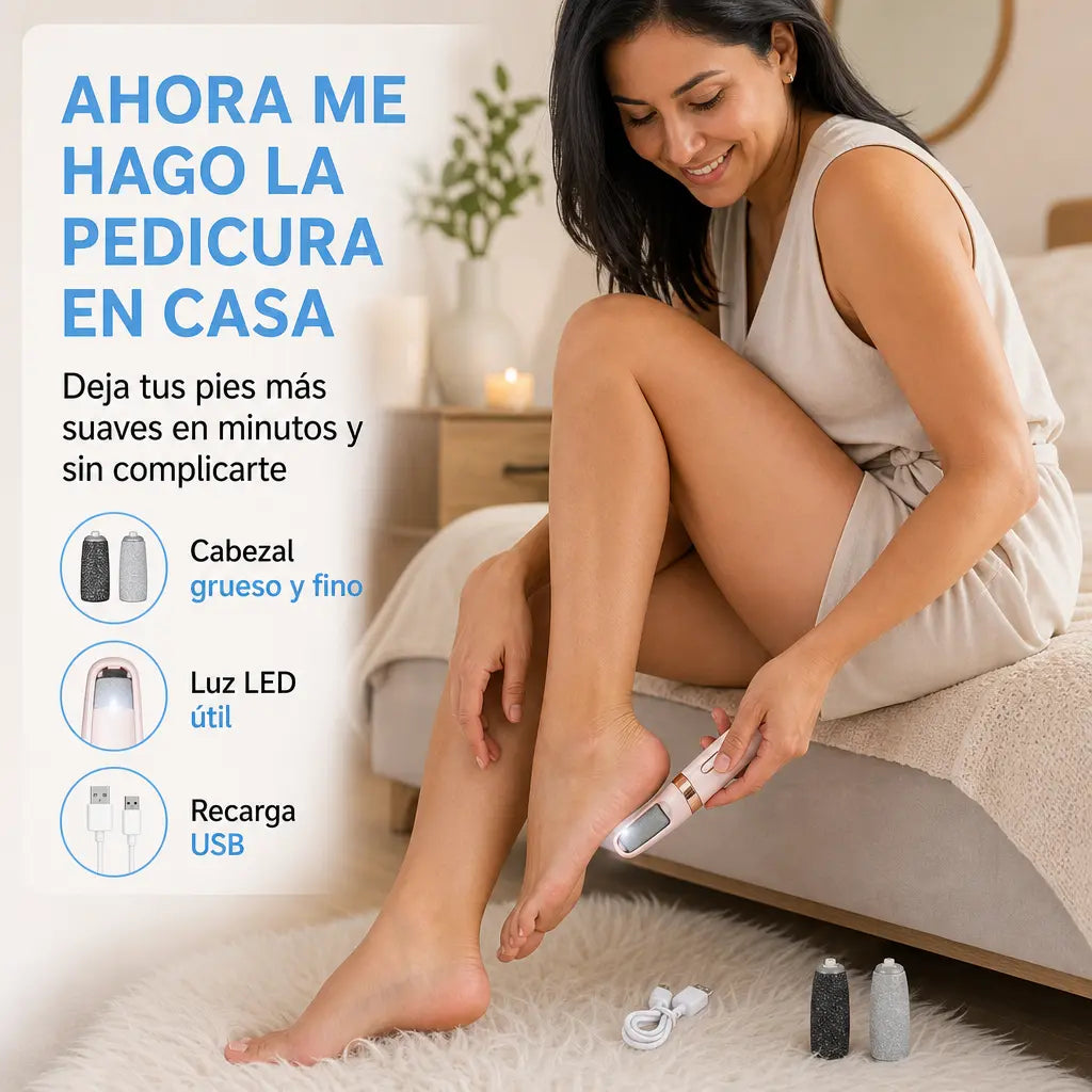 Removedor Eléctrico de Callos PediSmooth Pro 2en1 con 2 Cabezales, Luz LED y Recarga USB para Pies Suaves en Minutos | Pago al Recibir Honduras